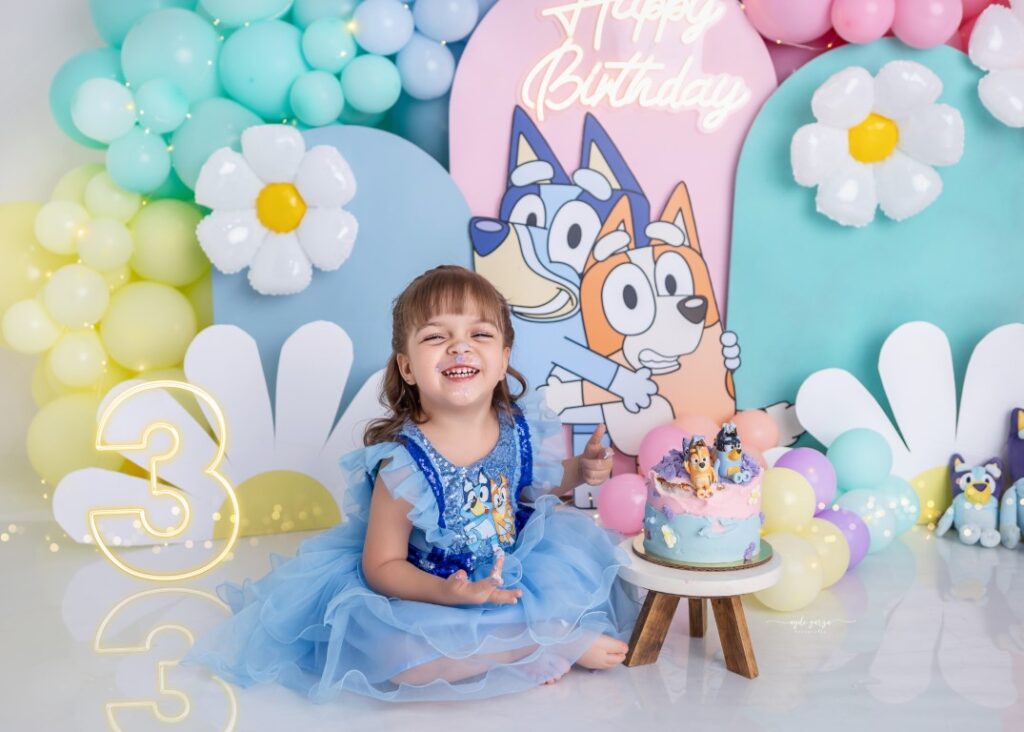 bluey, personajes, caricatura, perro azul, fiesta bluey, hermanos, familia bluey, set bluey, smash cake bluey, niños, arcoiris