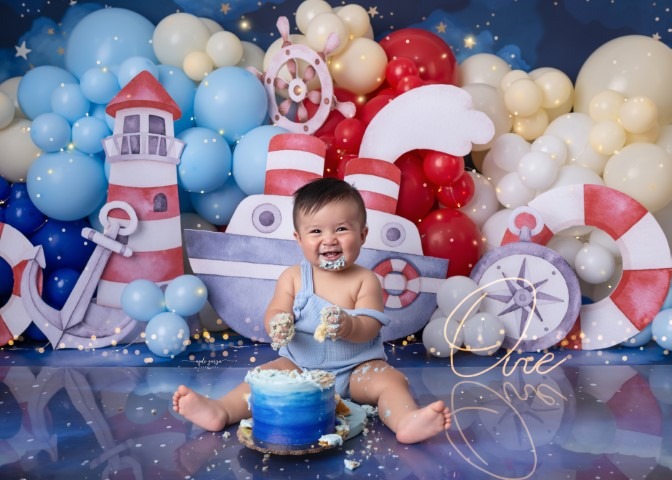 marinero, barco, ancla, mar, azul, rojo, blanco, bebé marinero, smash cake marinero, sesión náutica, fiesta marinera